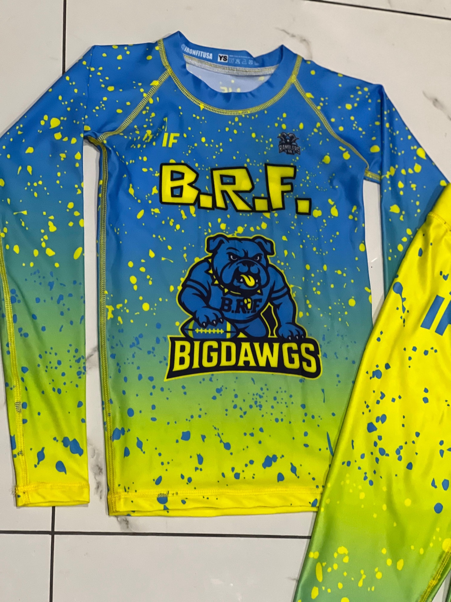 BRF Bigdawgs — Sublimated compression tops, mascot artwork