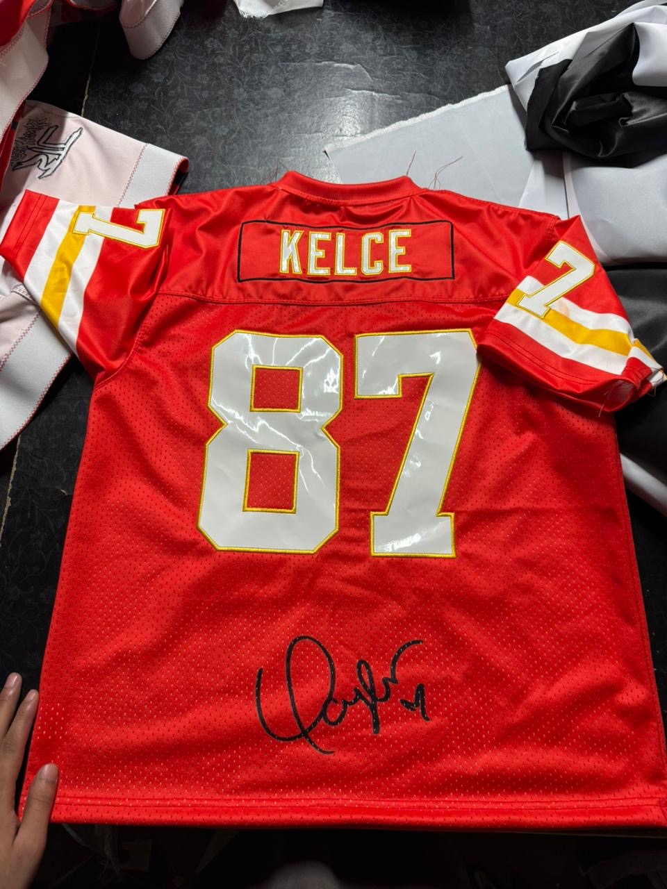 Custom red fan jersey, back with name and number