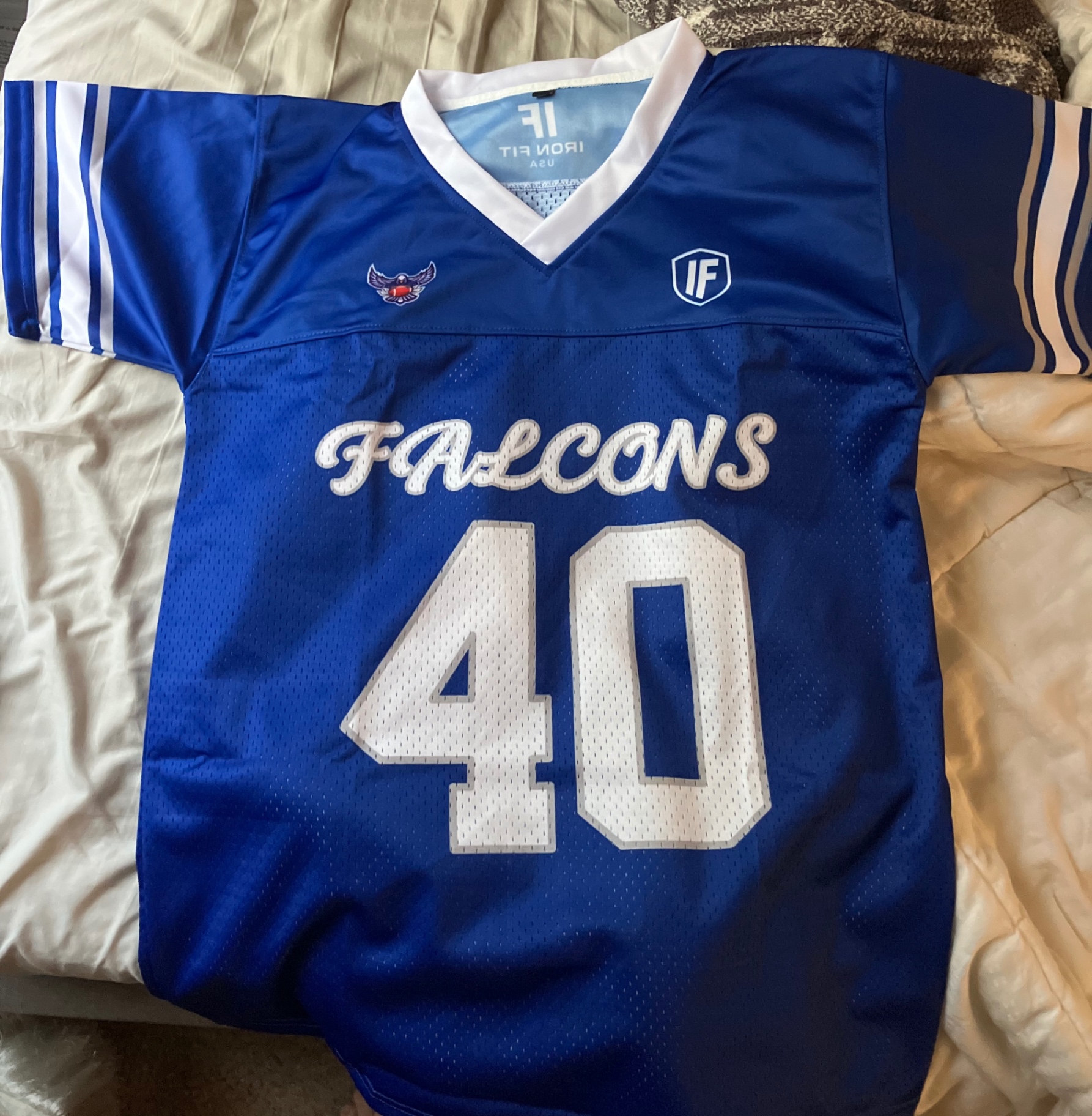Royal blue custom fan jersey