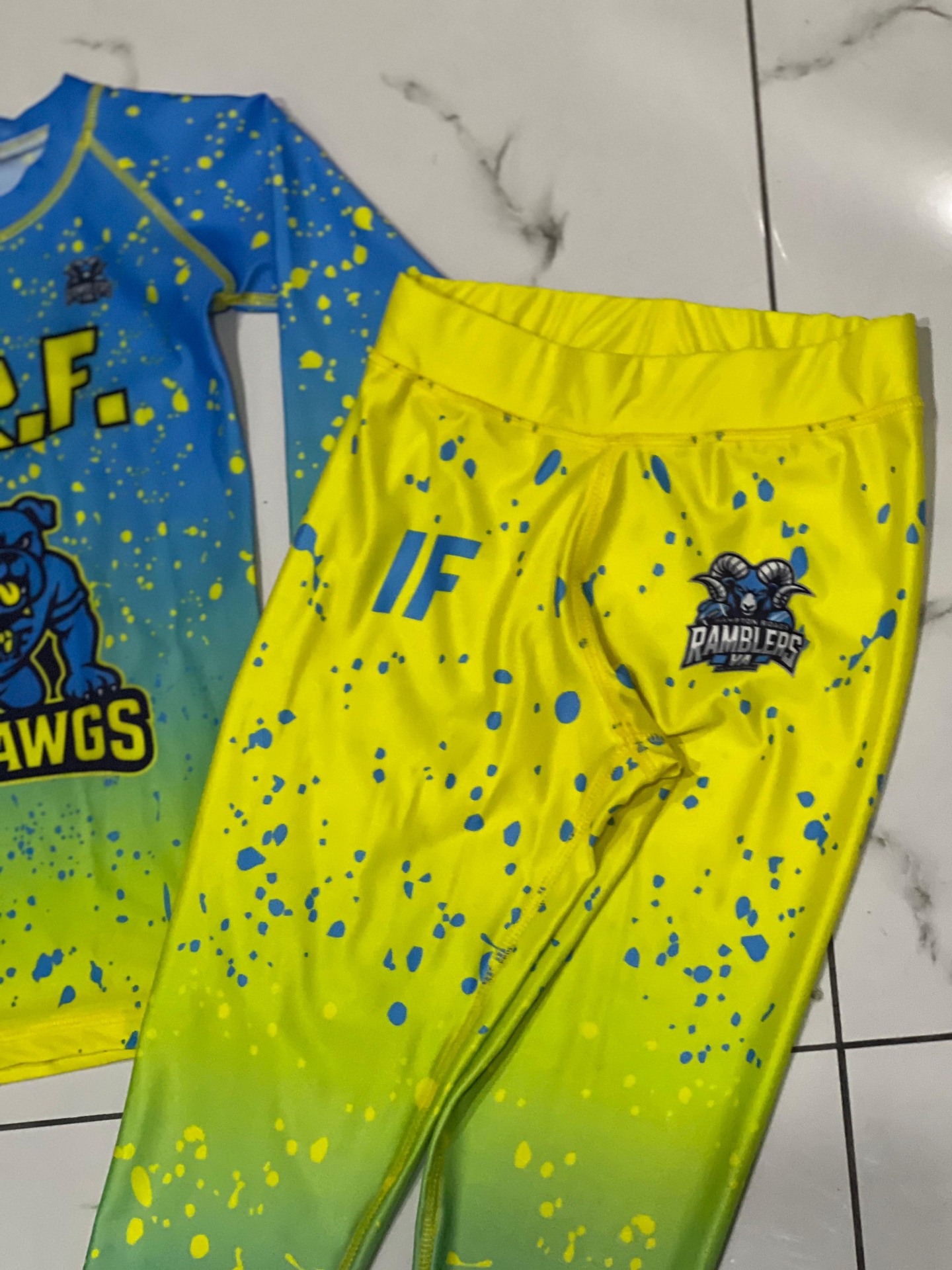 BRF Ramblers — Matching compression tights, splatter print