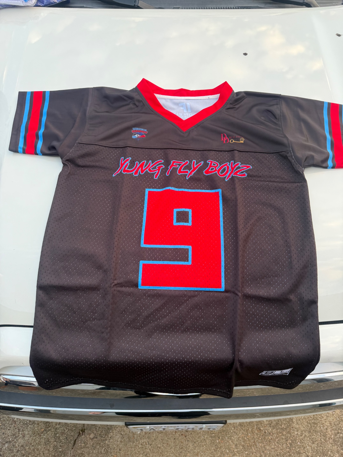 Grey and red custom fan jersey